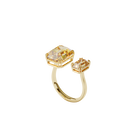 Millenia cocktail ring, Square cut crystals, Yellow, Gold-tone plated